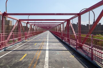 View Along the Walking and Cycling Path of the Williamsburg Bridge in New York City.