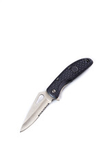 folding pocket knife on white background
