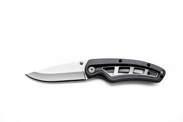 folding pocket knife on white background