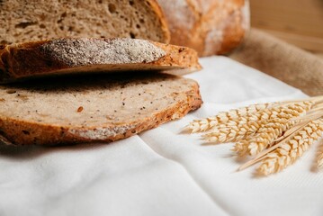 Closeup of rustic bread on a table
