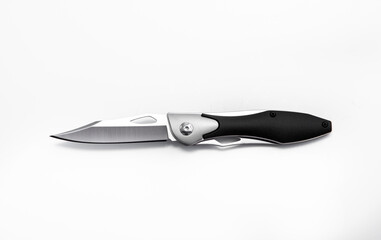 folding pocket knife on white background
