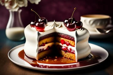 chocolate cake with cherry