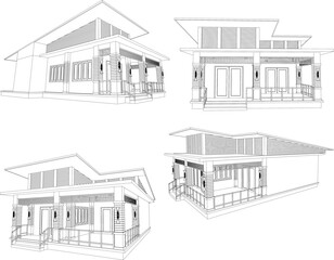 Modern minimalist simple house illustration vector sketch