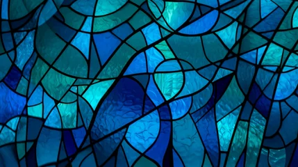 Papier Peint photo autocollant Coloré Colorful stained glass window. Abstract stained-glass background. Art Nouveau decoration for interior. Vintage pattern. Generative AI