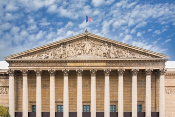 Facade of the National Assembly of France in Paris