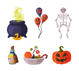 Halloween Holiday Scary Objects and Symbol Vector Set