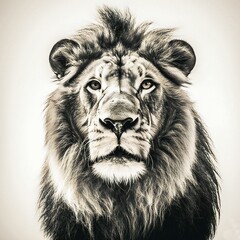 Magestic male lion portrait on a grey background