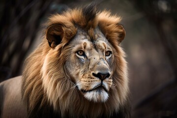 Fototapeta premium Male lion portrait in the wild