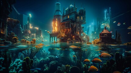 Atlantida, underwater secret world, made using Generative AI