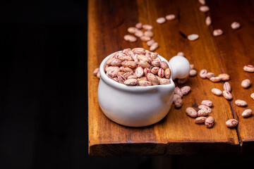 Bean Grains on Wooden Background