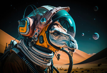 alien camel in the space digital illustration