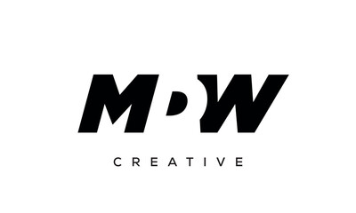 MDW letters negative space logo design. creative typography monogram vector	