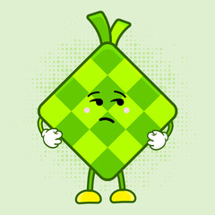 Cute Ketupat Character, Cute Ketupat Character is a charming Indonesian food mascot design featuring a lovable ketupat character that's perfect for a variety of applications
