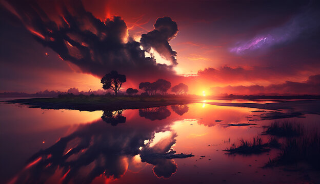 dramatic sunset background