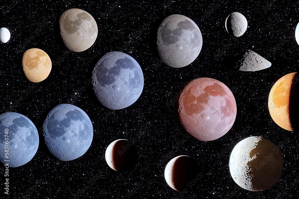 Wall mural a galaxy with a lot of different planets., created with generative ai