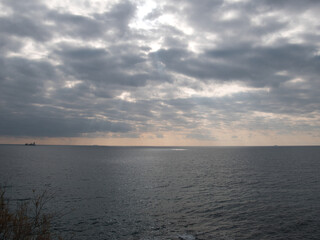 Ligurian sea. On the shores of Nervi (municipality of Genoa), Italy.