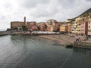 Ligurian sea. On the shores of Nervi (municipality of Genoa), Italy.