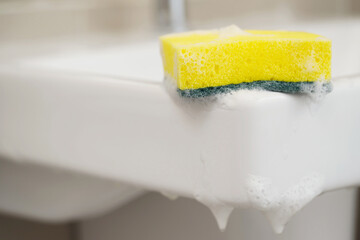 Scotch Brite sponge for cleaning bathroom sanitary ware