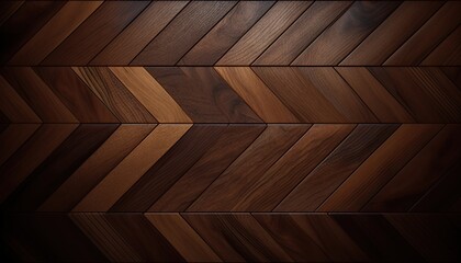 Premium Natural Walnut Wood Parquet Pattern Wallpaper - Topview Closeup Texture Background with Copy-Space: Generative AI