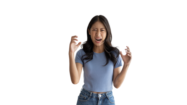 Stressed woman holding her temples with severe problems in her life, Family problems, Pressure from work, Poor financial, Despair in life, Discouraged and deeply saddened, Panic attacks.