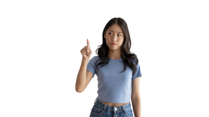 Asian woman pointing finger inviting click here, It is recommended to follow this direction or click on this link, Space for promotion here, Register or apply for membership, Click here.