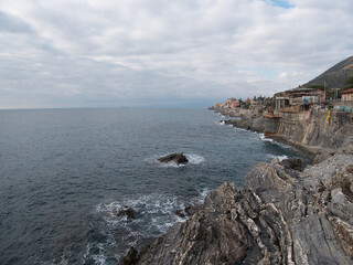 Ligurian sea. On the shores of Nervi (municipality of Genoa), Italy.