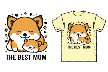Dog the best mom with t-shirt design 