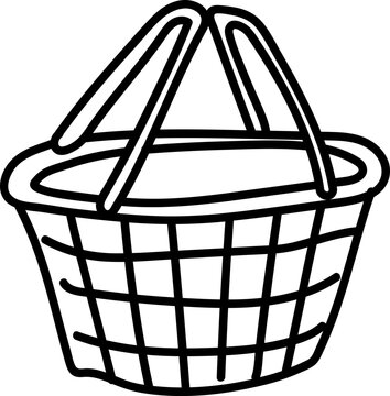 Hand drawn doodle icon of shopping cart