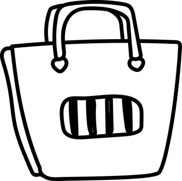 Hand drawn doodle icon of tote bag