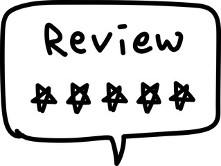 Hand drawn doodle icon of review bubble