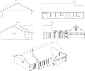 Simple village house illustration vector sketch