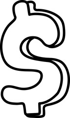 Hand drawn doodle icon of dollar