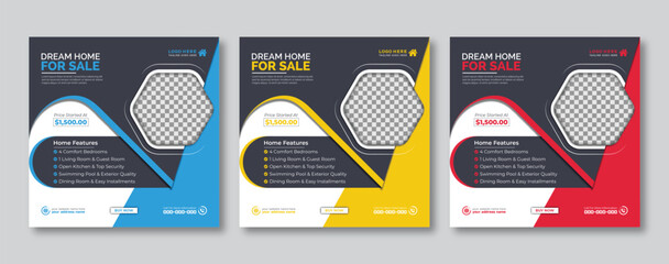 Real estate house property social media post or carousel design template