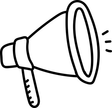Hand drawn doodle icon of loudspeaker
