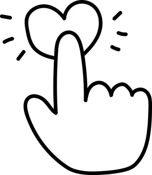 Hand drawn doodle icon of click hearts