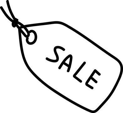 Hand drawn doodle icon of sale tag