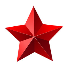 Red 3D origami star. Ruby star with gradient colors. Can be used for cards, birthday and Christmas decorations. Isolated vector and PNG illustration on transparent background.