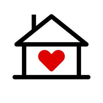Heart and house icon. My home. Vector.
