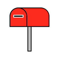 Red mailbox icon. Post box. Vector.