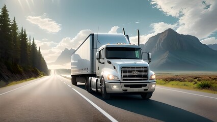 Obraz na płótnie Canvas Digital illustration of a futuristic truck, generative AI