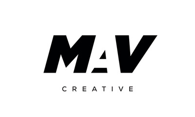 MAV letters negative space logo design. creative typography monogram vector	