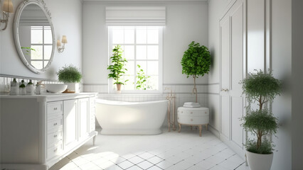 Fototapeta na wymiar luxury apartment bathroom interior design by generative ai