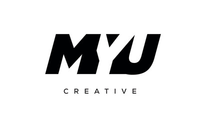 MYU letters negative space logo design. creative typography monogram vector	
