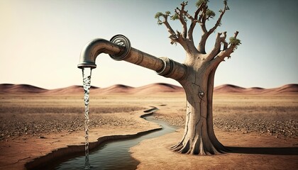 Dryness of Nature: The Bleak Reality of Water Scarcity in a Climate-Changing World: Generative AI