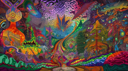 Exploring the Surreal Trippy Landscapes and Hallucinations in DMT LSD and Psilocybin Experiences with Generative AI