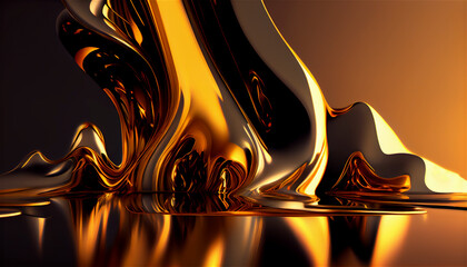 Artistic gold illustration with 3d shape