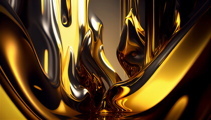 Artistic gold illustration with 3d shape