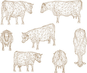 sketch vector illustration of a wild brown bull cow in nature