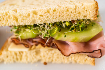 Ham, Cucumber, and Sprout Sandwich