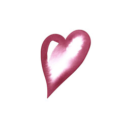 The heart is hand drawn in watercolor. For design valentine, cosmetics, greeting card.